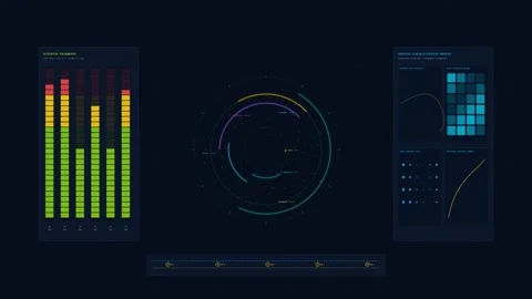 Autonomous Robotics Matrix HUD Diagnostics Display Loop Video stock 345339198
