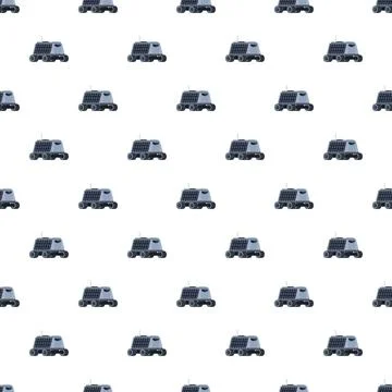 Autonomous robots delivering packages seamless white pattern イラスト素材