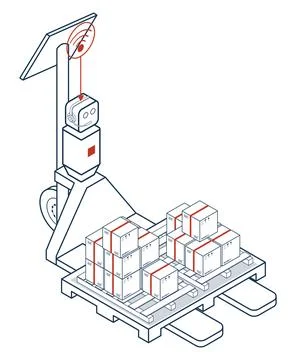 Autonomous Robots in Logistics. Streamlining product delivery from supplier.. Stock Illustration