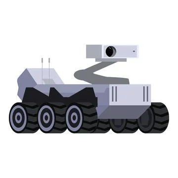 Autonomous rover exploring alien planet surface with advanced technology Stock Illustration