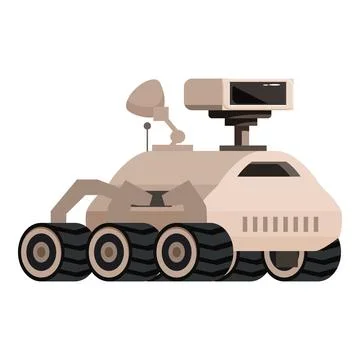 Autonomous rover exploring extraterrestrial planet surface Stock Illustration