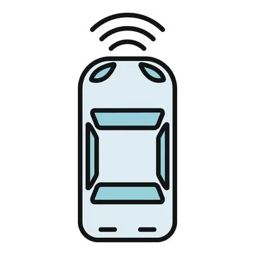 Autonomous self driving car sending smart network signals Illustrazione stock