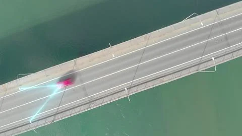 Autonomous self driving car technology concept, internet of things car track Foto stock