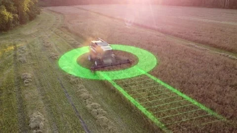 Autonomous self-driving combine harvester of the future Stock Footage 159476534