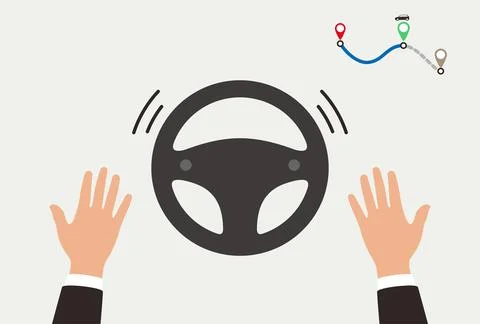 Autonomous self-driving concept, no touching, artificial intelligent, vector Stock Illustration