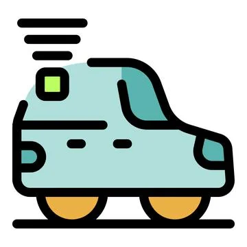 Autonomous self driving delivery van moving fast with rotating light Stock Illustration