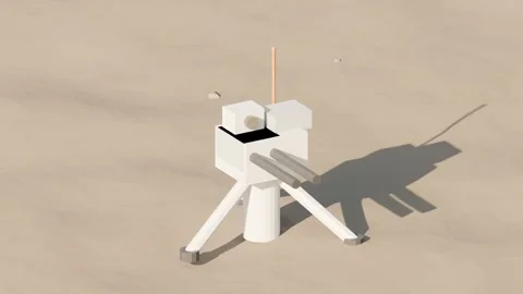 Autonomous sentry gun tripod scanning desert loop Видео 340486077