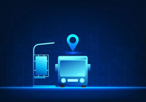 Autonomous shuttle technology that identifies journeys using artificial int.. Illustrazione stock