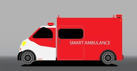 Autonomous  Smart Ambulance  van Stock Illustration