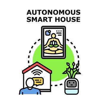 Autonomous smart house modern technology controlling home system Stock Illustration