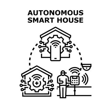 Autonomous smart house system managing home automation technology Stock Illustration
