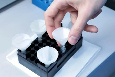 Autonomous solubility tester. Imitation dissolution of the table Stock Photos