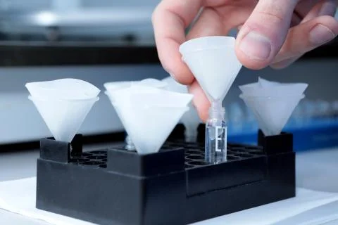 Autonomous solubility tester. Imitation dissolution of the table Stock Photos