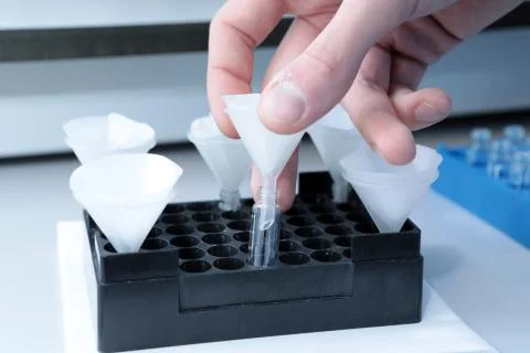 Autonomous solubility tester. Imitation dissolution of the table Stock Photos