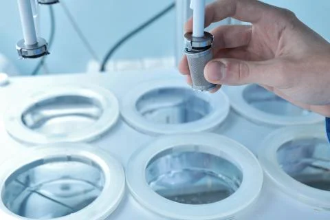 Autonomous solubility tester. Imitation dissolution of the table Stock Photos