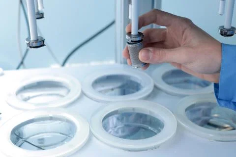 Autonomous solubility tester. Imitation dissolution of the table Stock Photos