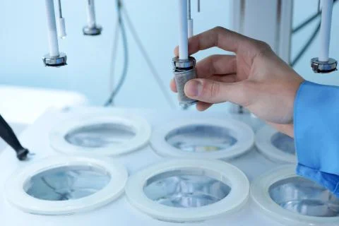 Autonomous solubility tester. Imitation dissolution of the table Stock Photos