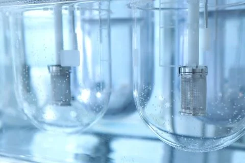 Autonomous solubility tester. Imitation dissolution of the table Stock Photos