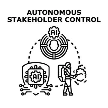 Autonomous stakeholder control conceptualizing future business management Illustrazione stock