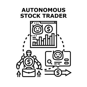 Autonomous stock trader and artificial intelligence trading concept Stock Illustration