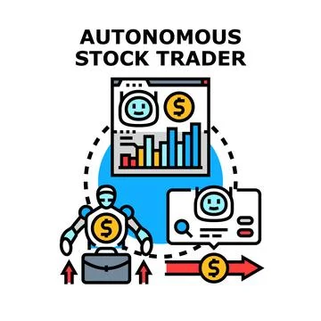 Autonomous stock trader and artificial intelligence trading concept Stock Illustration