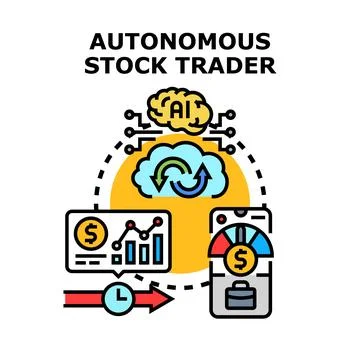 Autonomous stock trader concept with artificial intelligence managing inves.. Stock Illustration
