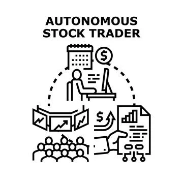 Autonomous stock trading system working with financial data Stock Illustration