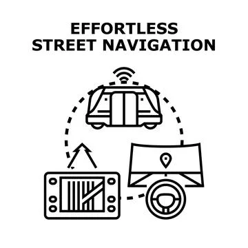 Autonomous street navigation driving smart transportation future 스톡 일러스트