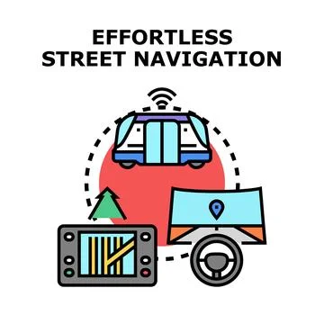 Autonomous street navigation driving smart transportation future Illustration