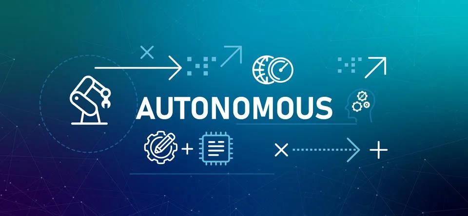 Autonomous systems and artificial intelligence concept illustration robotic Stock Illustration