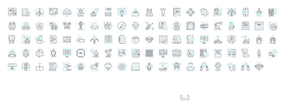 Autonomous systems vector line icons set. Autonomous, Systems, Robotics, AI Stock Illustration