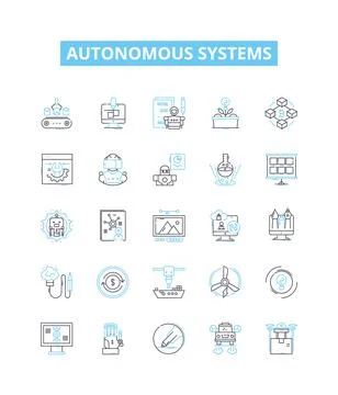 Autonomous systems vector line icons set. Autonomous, Systems, Robotics, AI Stock Illustration
