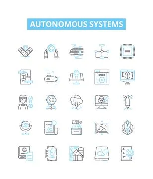 Autonomous systems vector line icons set. Autonomous, Systems, Robotics, AI Stock Illustration