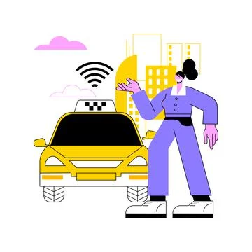 Autonomous taxi abstract concept vector illustration. Stock Illustration