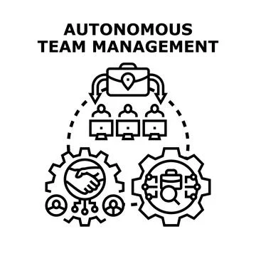 Autonomous team management conceptualizing self organizing teams. Delegating  Stock Illustration