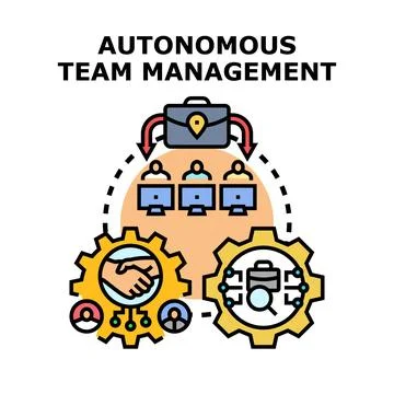 Autonomous team management delivering team collaboration and business effic.. Illustrazione stock