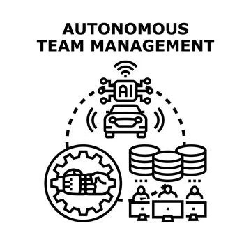 Autonomous team management using ai technology concept Stock Illustration
