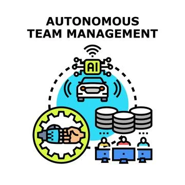 Autonomous team management using ai technology concept Stock Illustration