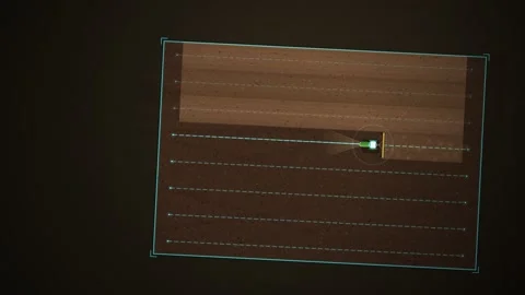 Autonomous Tractor GPS Guidance Lines Plowing Field Animation Stock Footage 346827998