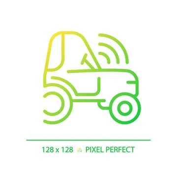 Autonomous tractor gradient linear vector icon Stock Illustration