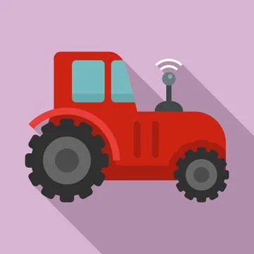 Autonomous tractor icon, flat style Stock Illustration