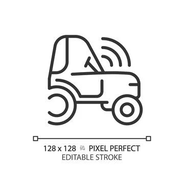 Autonomous tractor linear icon Stock Illustration