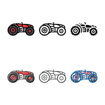 Autonomous tractor robot harvests color edition icon vector 库存插图