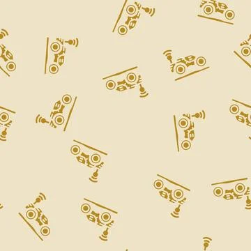 Autonomous tractor robot harvests glyph vector seamless pattern 스톡 일러스트