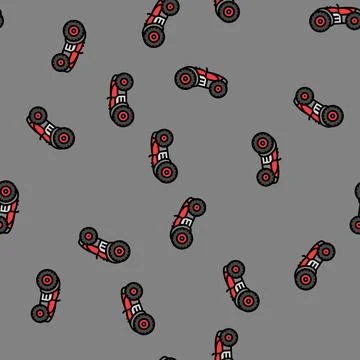 Autonomous tractor robot harvests vector seamless pattern Illustrazione stock