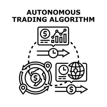 Autonomous trading algorithm financial technology system Stock Illustration