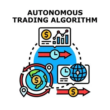 Autonomous trading algorithm financial technology system Stock Illustration