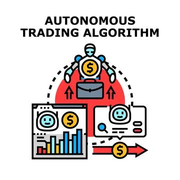 Autonomous trading algorithm making investment decisions concept Stock Illustration