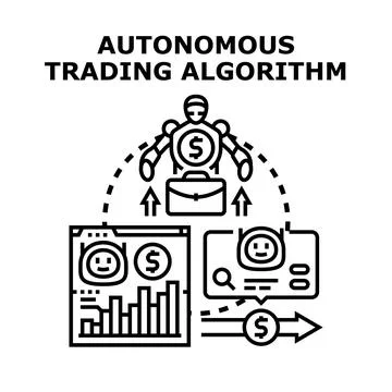 Autonomous trading algorithm making investment decisions concept Stock Illustration