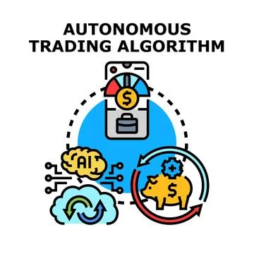 Autonomous trading algorithm operating digital financial investment Stock Illustration